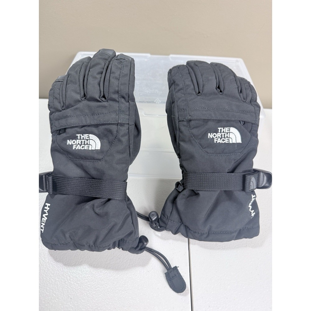 North Face Hyvent Ski Gloves Youth Medium Black Adjustable Cuff Snow Outdoor